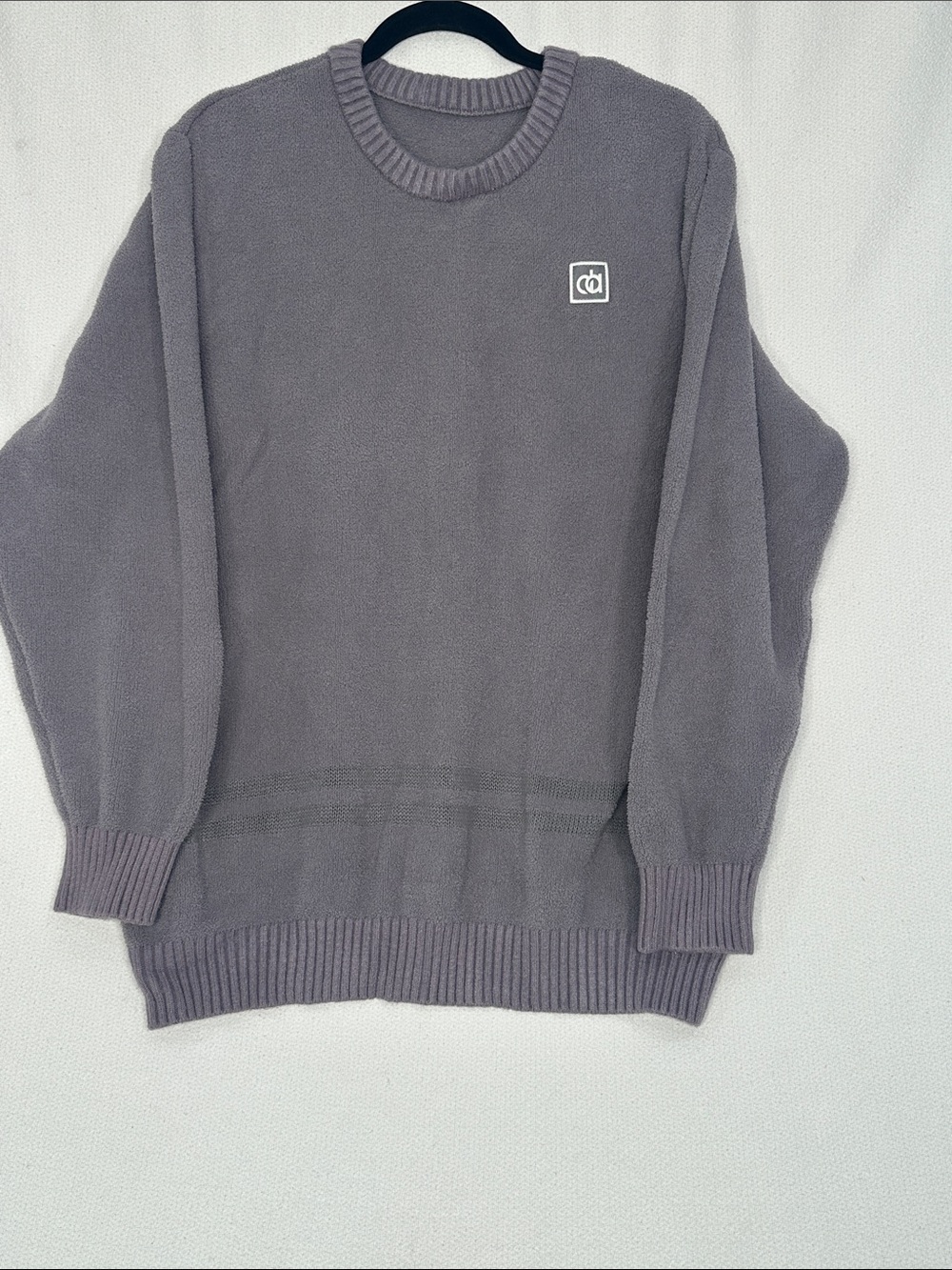 Men's Crewneck Sweater in Lavender Gray with Subtle Chest Logo